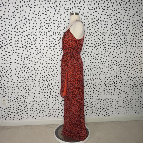 Michelle Mason Spice Leopard Animal Print Silk Asymmetrical Wrap Dress - Picture 7 of 12